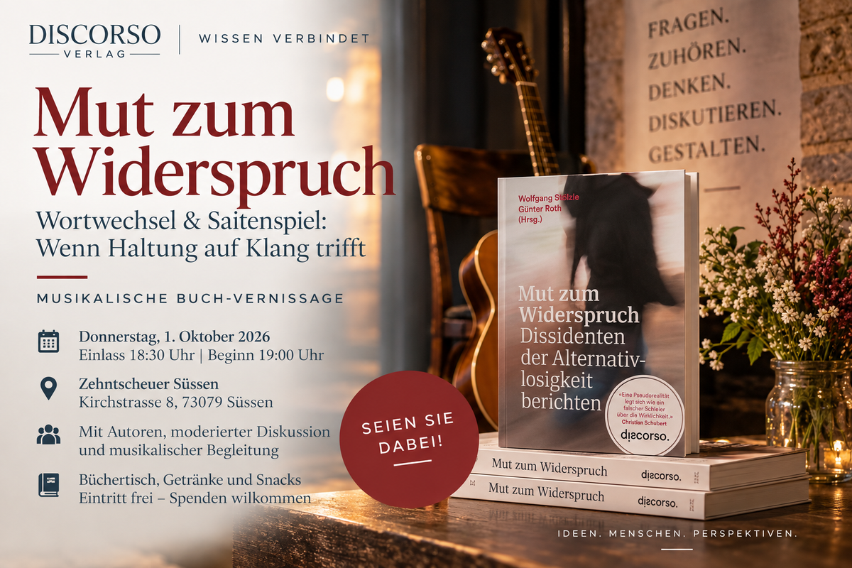 Musikalische Buch-Vernissage "Mut zum Widerspruch" am 1. Oktober 2026, in Süssen, DE